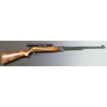 Webley Mark 3 .22 underlever air rifle with semi-pistol grip, Webley plaque inset to the stock,