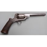 David Herman 54 bore six-shot percussion hammer action revolver with finely engraved frame, ring