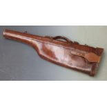 Leather leg of mutton gun case with fitted interior, 78cm long.