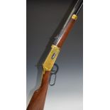Winchester Centennial .30-30 underlever rifle with gold plated lock, butt plate and mounts,