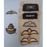 Two Royal Air Force bullion badges together with five other cloth badges