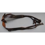 German WW2 leather 'y pattern' webbing marked 0/0355/00 to one of the straps