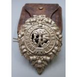 British Army Argyll and Sutherland Highlanders hat badge together with a WW1 leather pouch stamped
