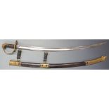 British 1803 pattern 20thC reproduction Flank Officer's sword with lion's head pommel, leather and