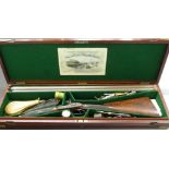 John Dixon & Son 14 bore percussion hammer action gun with named and engraved lock, engraved scene