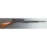 BSA Linclon Jeffries style long model .22 air rifle with scrolling engraving, BSA inlaid in gold