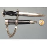 Replica Nazi dagger with sheath, 21.5cm blade and a replica Nazi pocket watch
