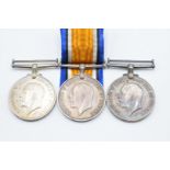 Three British Army WW1 War Medals named to 16481 Sgt R J Wiltshire, Gloucestershire Regiment, 120909
