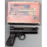 Webley Junior .177 air pistol with named and chequered Bakelite grips, serial number 470, in