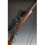 BSA .22LR Martini underlever action rifle with lock impressed 'BSA Trade Marks', leather sling,