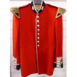 British Army scarlet bandsman's tunic with Grenadier Guards buttons, epaulets and devices with Royal