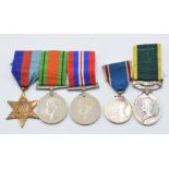 British Army WW2 medals comprising 1939-1945 Star, Defence and War Medals, Territorial Efficiency