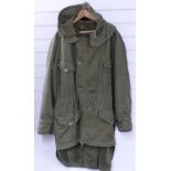 British Army Cold War parka with detachable hood, dated 1953