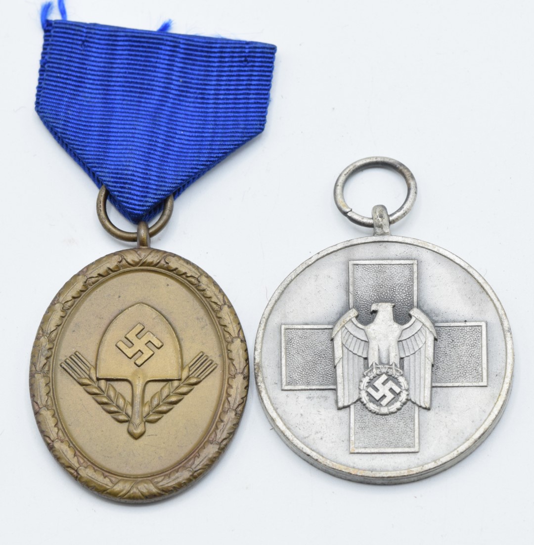 German WW2 Third Reich Nazi Red Cross Nursing Medal and a RAD Worker's Long Service Medal
