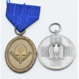 German WW2 Third Reich Nazi Red Cross Nursing Medal and a RAD Worker's Long Service Medal