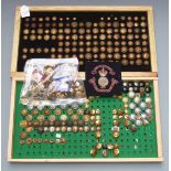 Collection of buttons including Royal Observer Corps, Royal Air Force, Artists Rifles, Royal Coat of