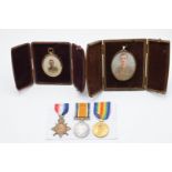 British Army WW1 medals comprising 1914-1915 Star, named to 1612 Pte G M Popple, East Kent Regiment,