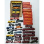 Thirty-nine Tri-ang and Tri-ang Hornby 00 gauge model railway transcontinental goods, wagons, vans