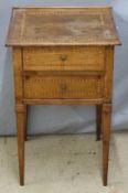 An 18th/19thC inlaid bedside two drawer cabinet, raised on square tapering legs, W46 x D43 x H71cm