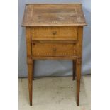 An 18th/19thC inlaid bedside two drawer cabinet, raised on square tapering legs, W46 x D43 x H71cm