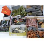 A collection of Tri-ang and Hornby 00 gauge model railway accessories including platforms, piers,