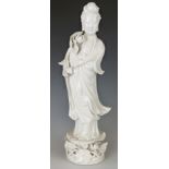 Chinese blanc de chine figure of Guanyin, H36.5cm