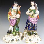 Crown Derby pair of 19thC musician figures, height 19.5cm