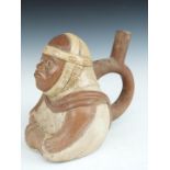 Moche / Mochica (Peru) figural terracotta pottery vessel, H21cm