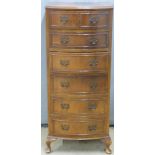 A mahogany bow fronted chest of six drawers, W47 x D36 x H114cm