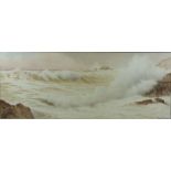 Ernest Stuart (1889-1915) maritime watercolour seascape of rough seas on a beach, signed lower