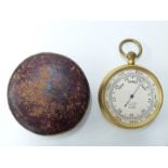 Cased Dollond, London pocket barometer with rotating bezel, height 7.5cm