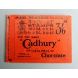 George V three and six shilling stamp booklet advertising Cadbury chocolate