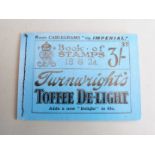 George V three shilling stamp booklet advertising Turnwright's Toffee Delight