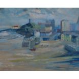 Ursula Rainnie, nee Beeching RCWA (1914-1986) acrylic on board 'Tenby Harbour 1961', signed lower