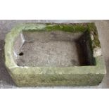 Natural stone D end trough or sink, L69 x W44 x H21cm