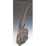 African tribal carved Bamana Ci Wara male antelope headress / figure, H98cm