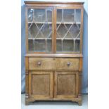 A 19thC oak astragal glazed secretaire/bureau bookcase with fitted interior, Samuel Hall and Sons,