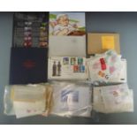 A box of GB covers and mint stamps singles and blocks, booklets, 1994 year pack etc