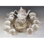 Royal Albert tea set decorated in the Lavender Rose pattern