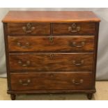 19thC mahogany chest of two over three drawers with reeded corners, W101 x D48 x H96cm