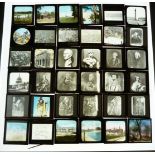 Approximately 70 glass lantern slides including portraits, Grand Tour and shipping