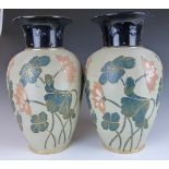 Langley pair of vases with floral and gilt decoration, H31cm