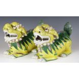 Pair of Chinese Dogs of Fo figures c1930s-1950s, H16cm, L23cm