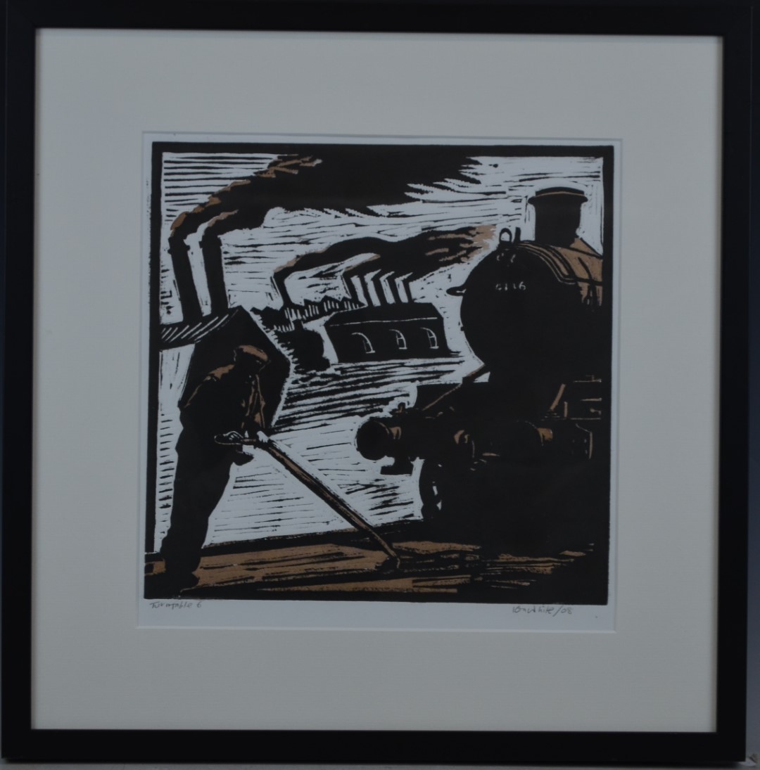 Ken White (born 1943) signed woodcut print 'Turntable 6' at the Great Western Railway Swindon works, - Image 2 of 5