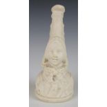 A 19thC parian ware figural candlesnuffer, possibly Goss, H8cm