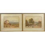 Attributed to Alfred William Hunt (1830-1896) pair of watercolour landscapes, one a cottage with