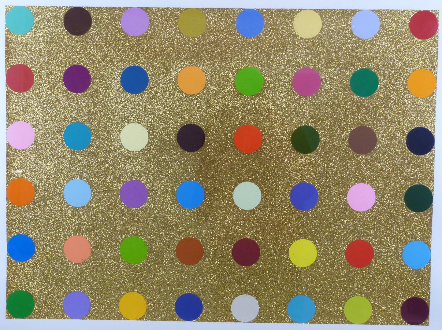 Damien Hirst (British b1965) signed limited edition 94/100 gold gift spot screenprint, dedication '