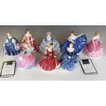 Eight Royal Doulton figurines including Autumn Breeze, Patricia, Hannah and Southern Belle,