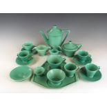 Royal Cauldon Art Deco green glazed tea for one on tray and additional matching tea ware including a