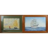 Five maritime pictures comprising R Pearce acrylic on board sailing ship (30 x 45cm), P Shipsides